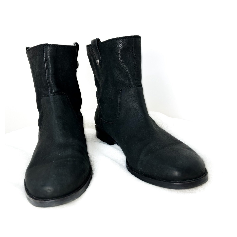 Arturo Chiang Black Leather Pull-on Ankle Boots 9.5 M Western Gothic‎